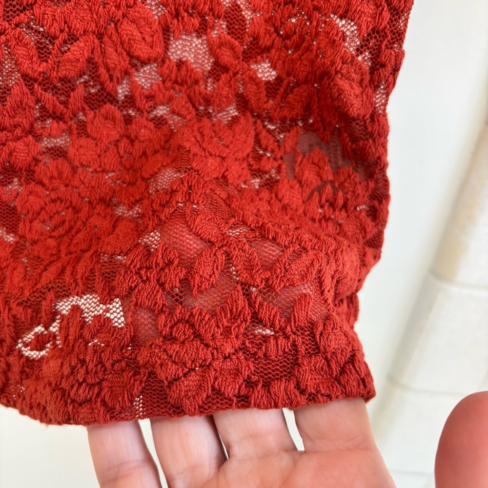 Haute Monde Rust Red Tshirt Cap Sleeves Size Small Dainty Fem Artsy Feminine Y2K - Picture 5 of 9